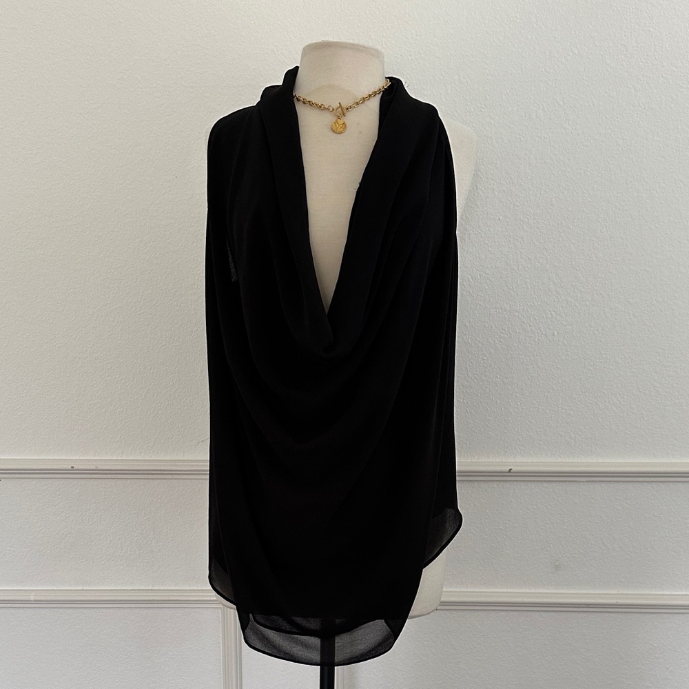 Fate Black Draped Sleeveless Top